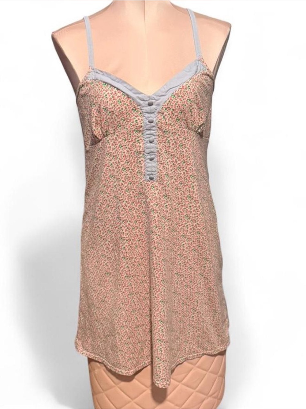 Tommy Hilfiger Pink Floral Lace-Trim Button-Front Cami babydoll dress